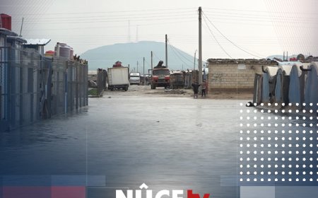 Ji ber barana zêde konê koçberên Serê Kaniyê di bin avê de man